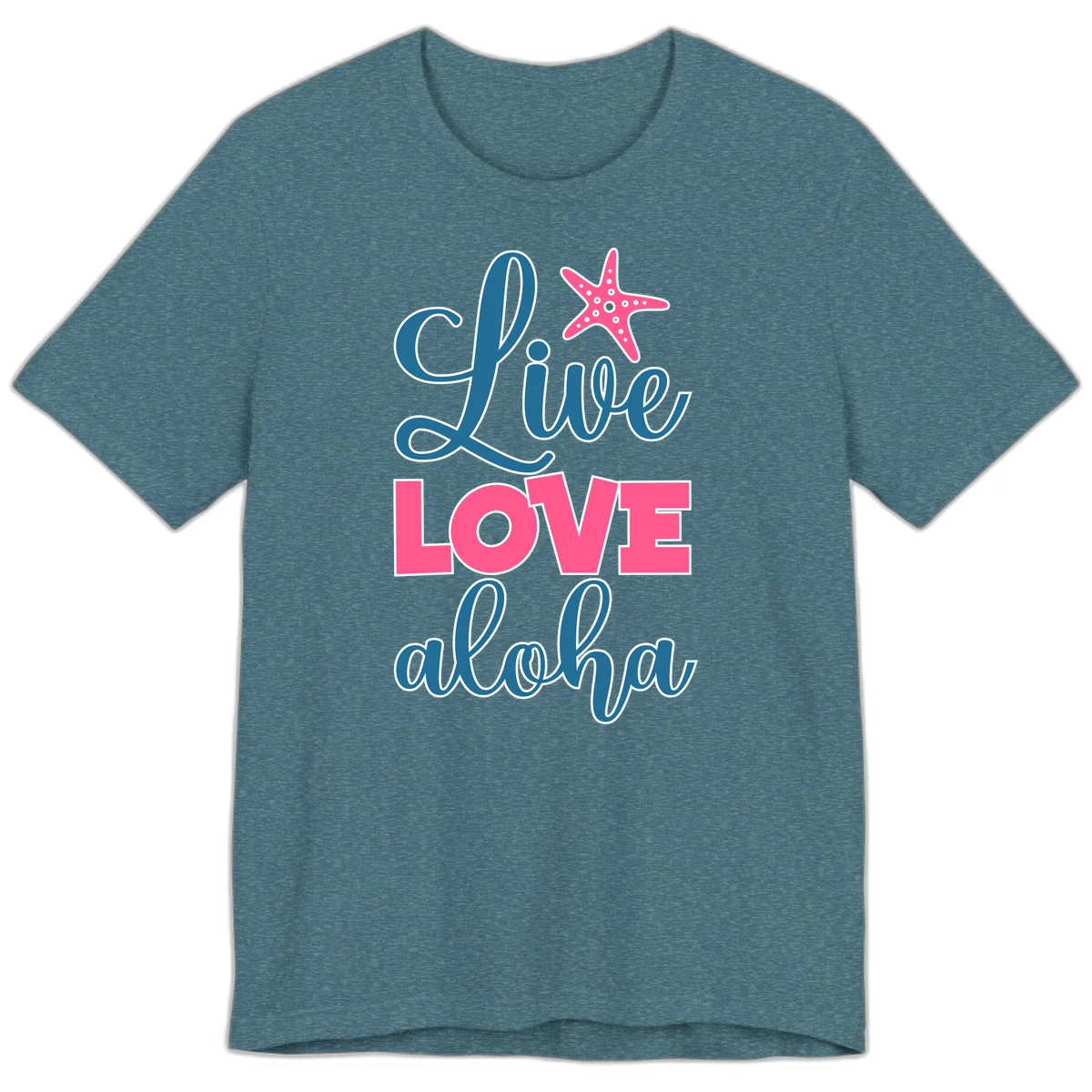 Live Life Aloha Starfish Premium T-Shirt in Heather Deep Teal