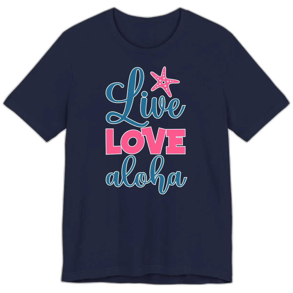 Live Life Aloha Starfish Premium T-Shirt in Navy
