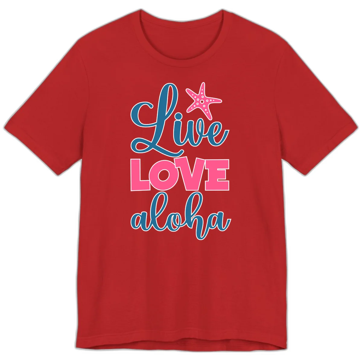 Live Life Aloha Starfish Premium T-Shirt in Red