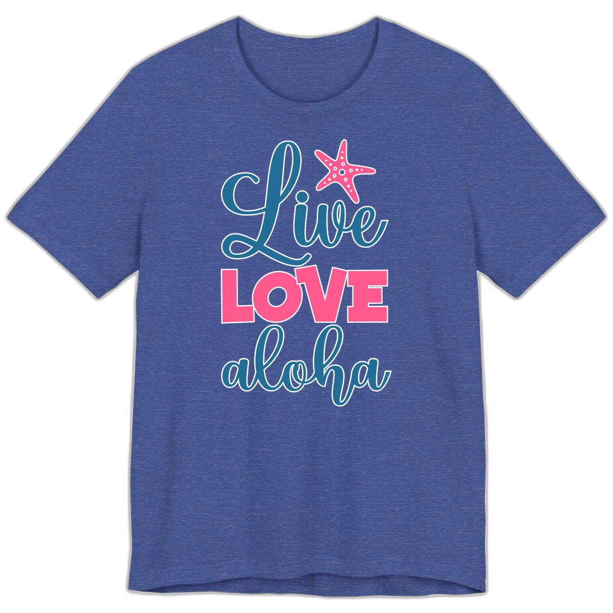 Live Life Aloha Starfish Premium T-Shirt in Heather True Royal