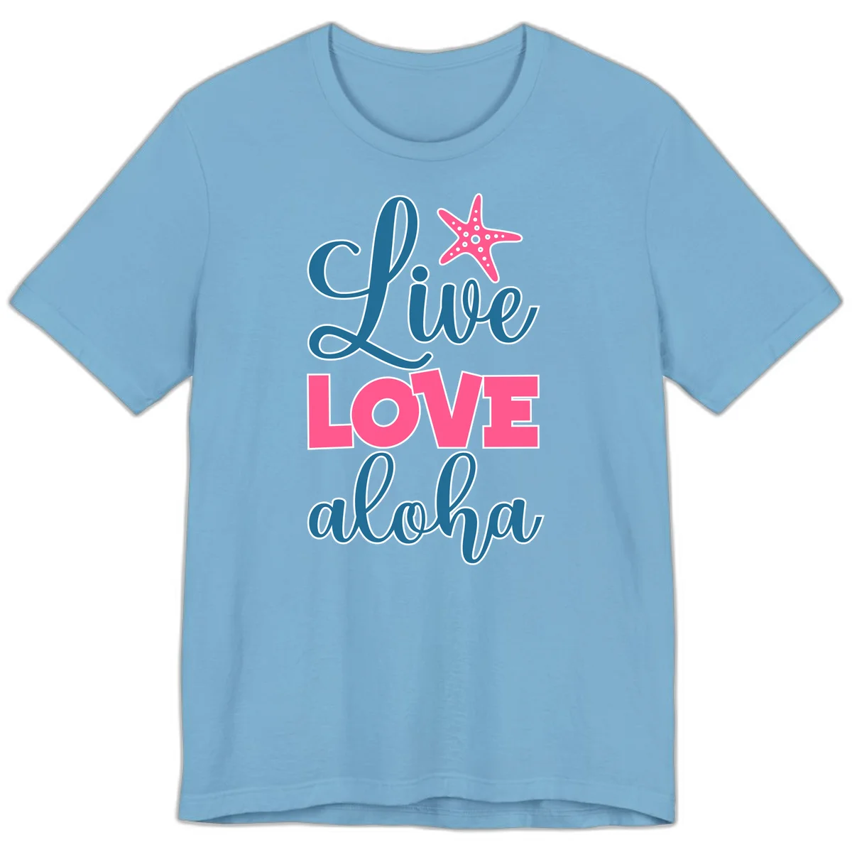Live Life Aloha Starfish Premium T-Shirt in Ocean Blue