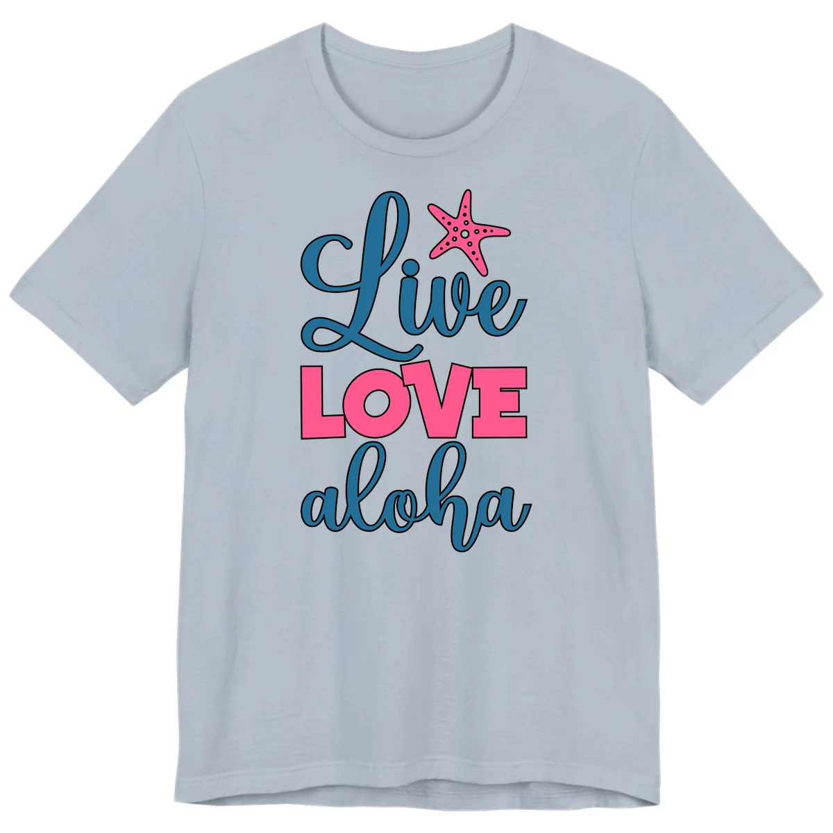 Live Life Aloha Starfish Premium T-Shirt in Light Blue