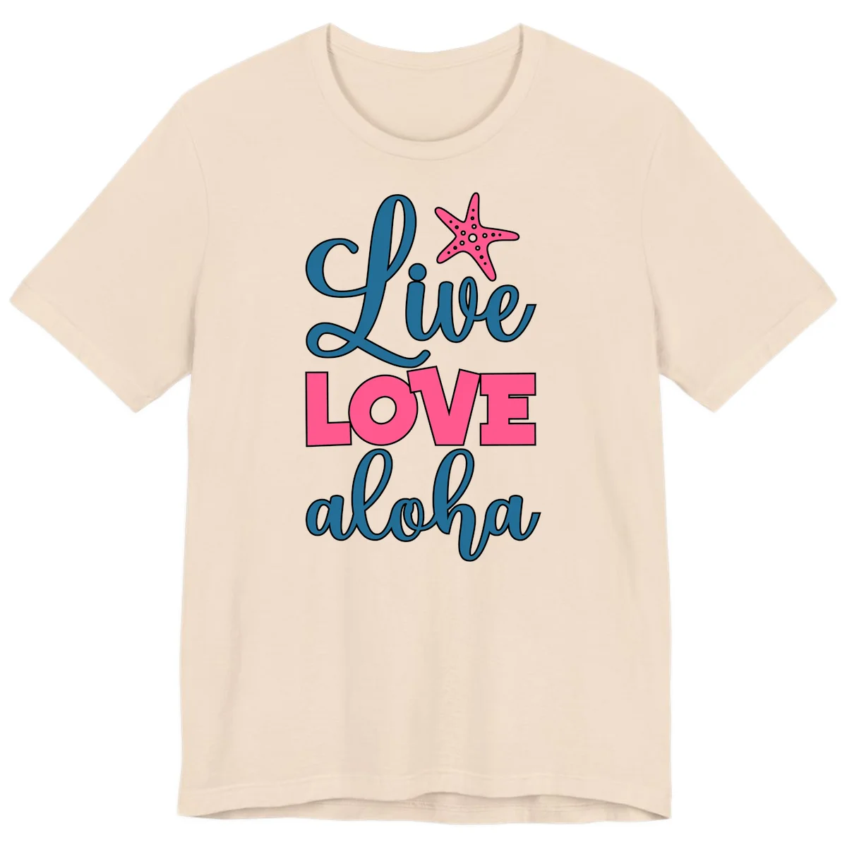Live Life Aloha Starfish Premium T-Shirt in Soft Cream