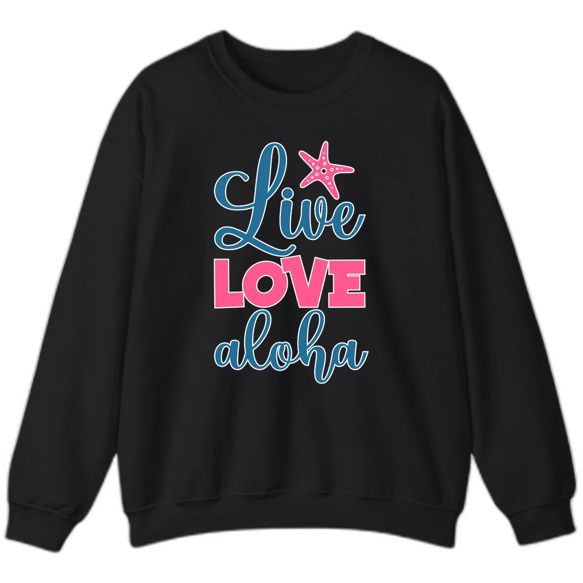 Live Life Aloha Starfish Sweatshirt in Black