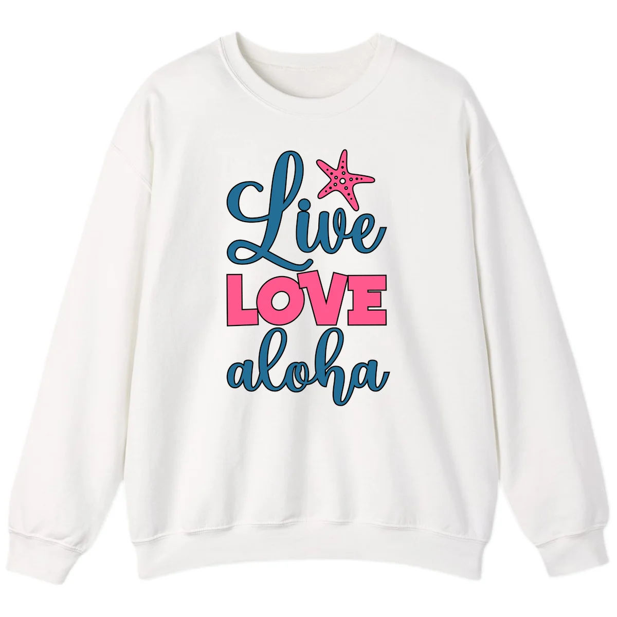 Live Life Aloha Starfish Sweatshirt in White