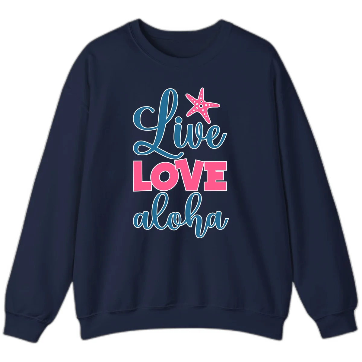 Live Life Aloha Starfish Sweatshirt in Navy