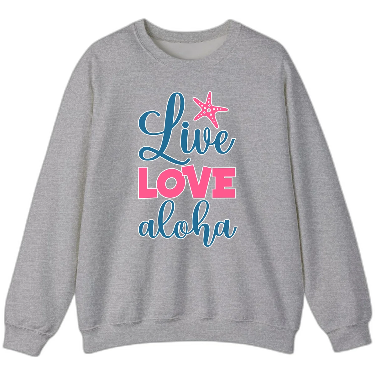 Live Life Aloha Starfish Sweatshirt in Sport Grey