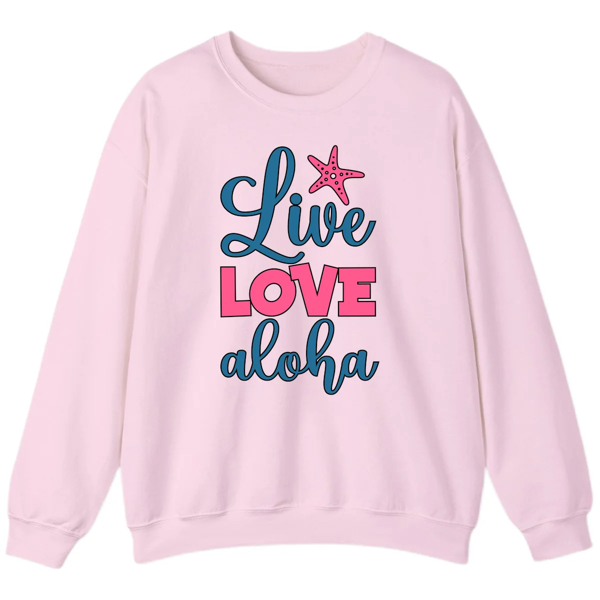 Live Life Aloha Starfish Sweatshirt in Light Pink