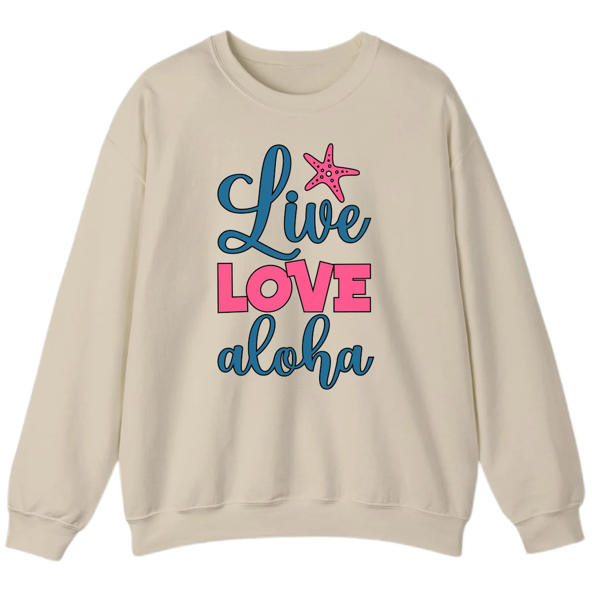 Live Life Aloha Starfish Sweatshirt in Sand