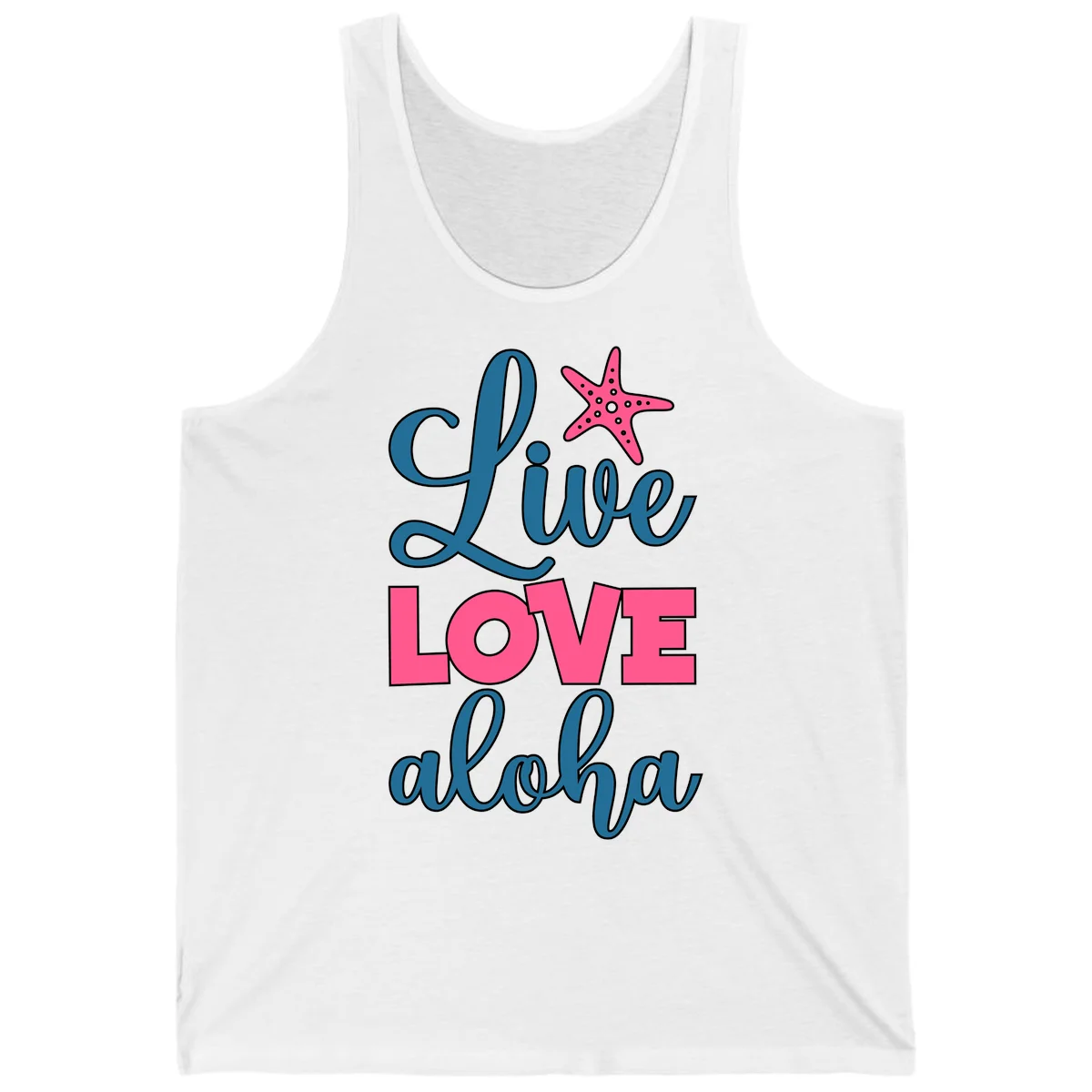 Live Life Aloha Starfish Tank Top in White