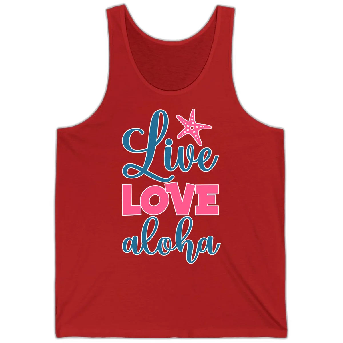 Live Life Aloha Starfish Tank Top in Red