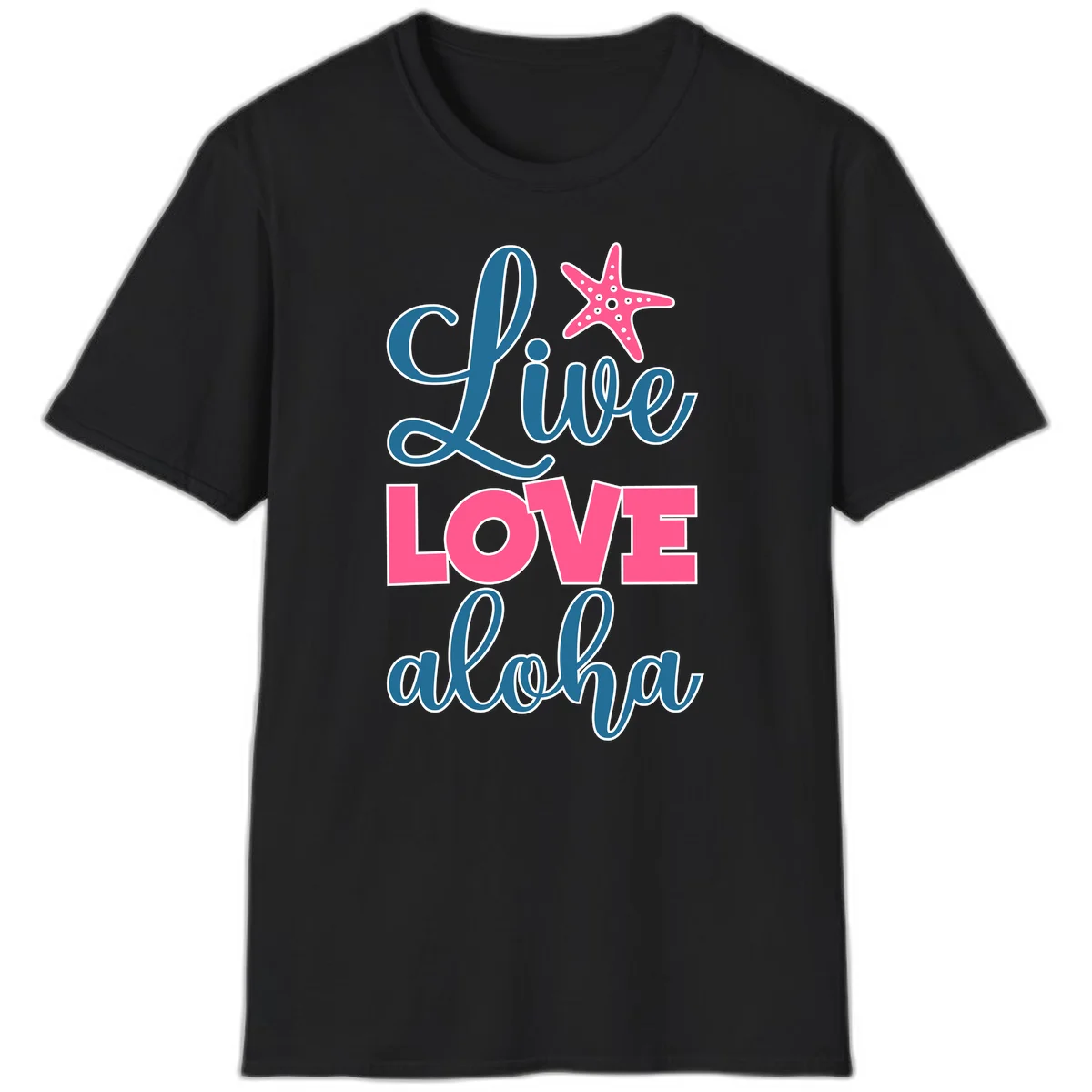 Live Life Aloha Starfish T-Shirt in Black