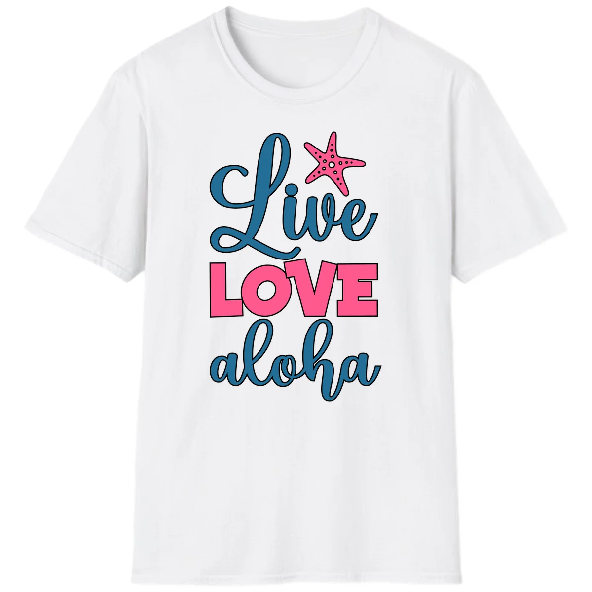 Live Life Aloha Starfish T-Shirt in White