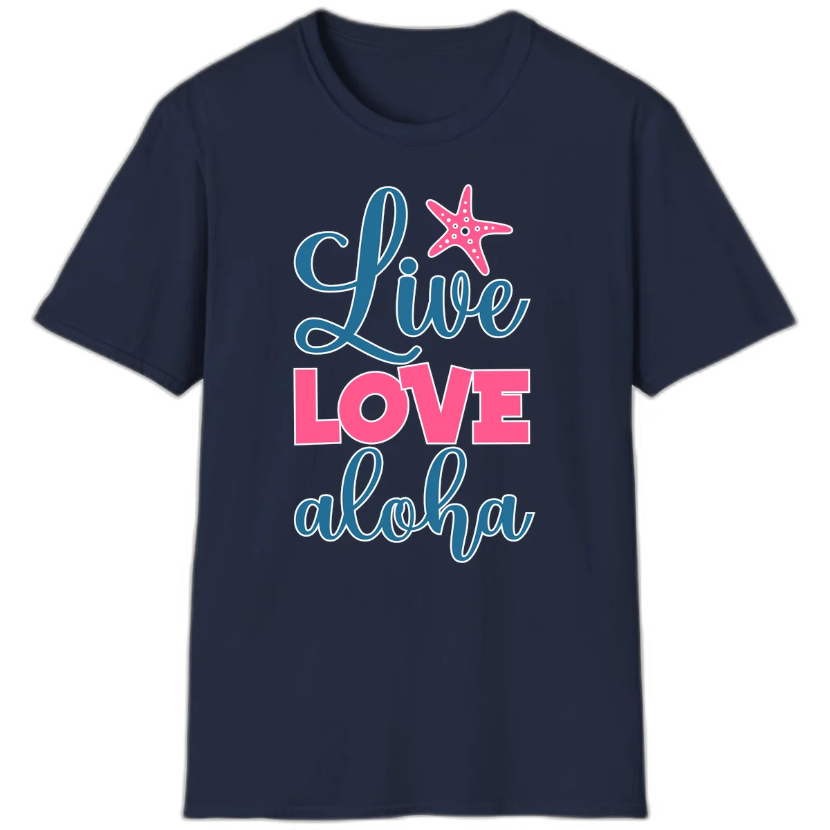 Live Life Aloha Starfish T-Shirt in Navy