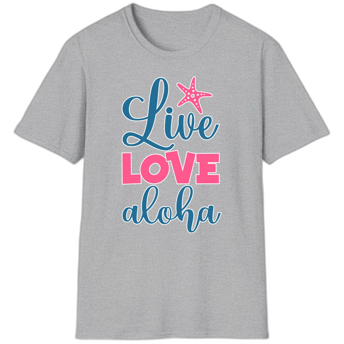 Live Life Aloha Starfish T-Shirt in Sport Grey