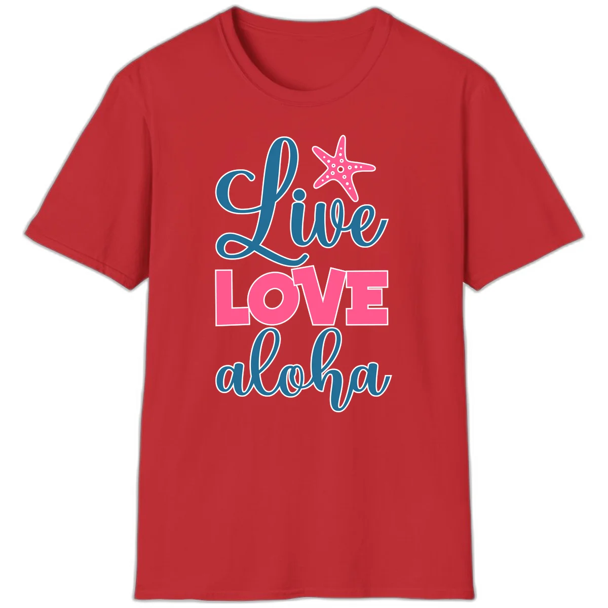 Live Life Aloha Starfish T-Shirt in Red