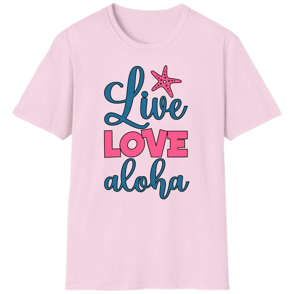 Live Life Aloha Starfish T-Shirt in Light Pink