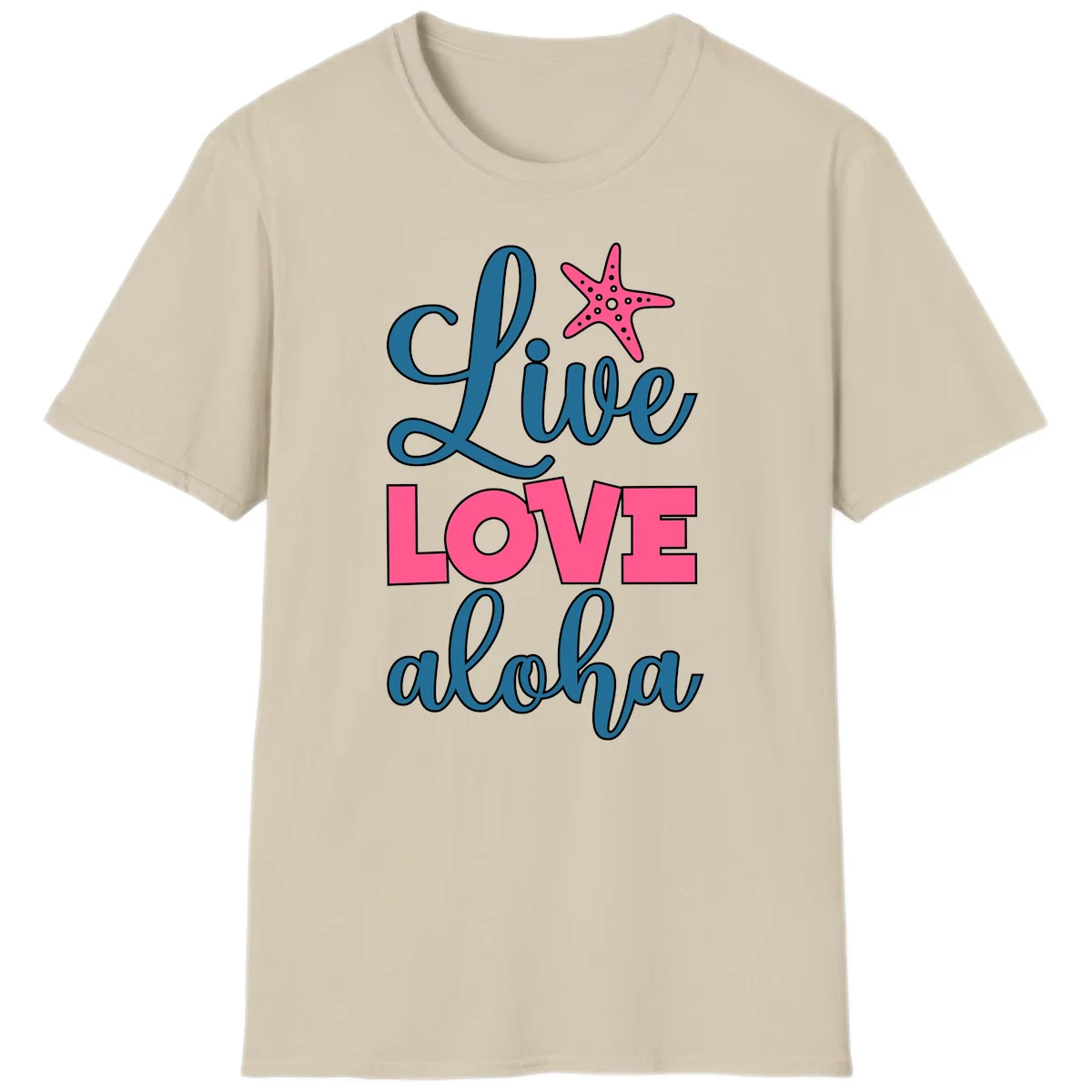 Live Life Aloha Starfish T-Shirt in Sand