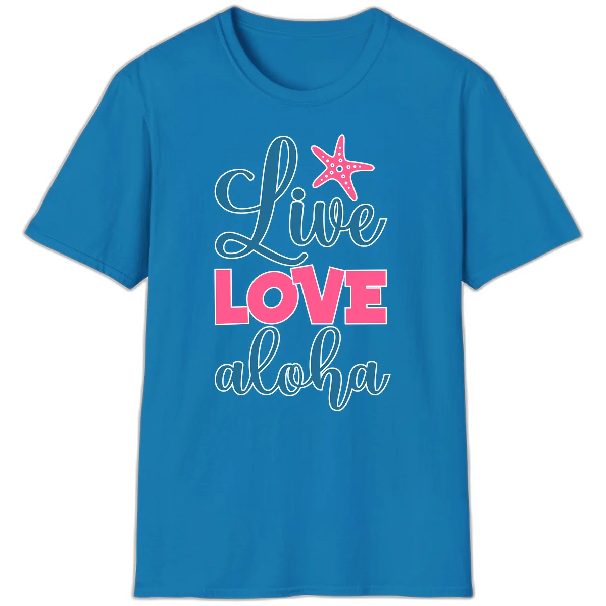 Live Life Aloha Starfish T-Shirt in Sapphire