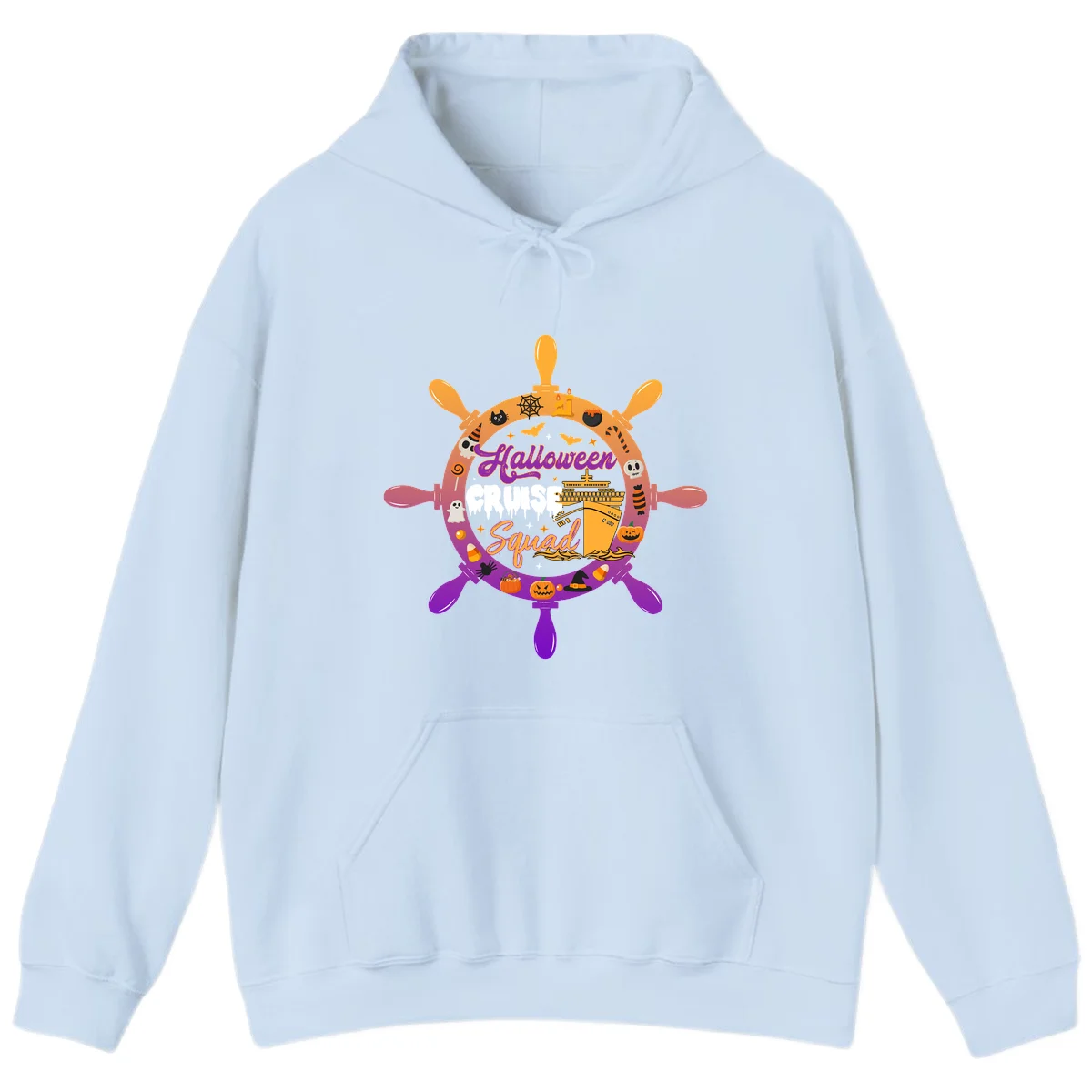 Halloween Cruise Squad Spooky Vacation Hoodie in Light Blue