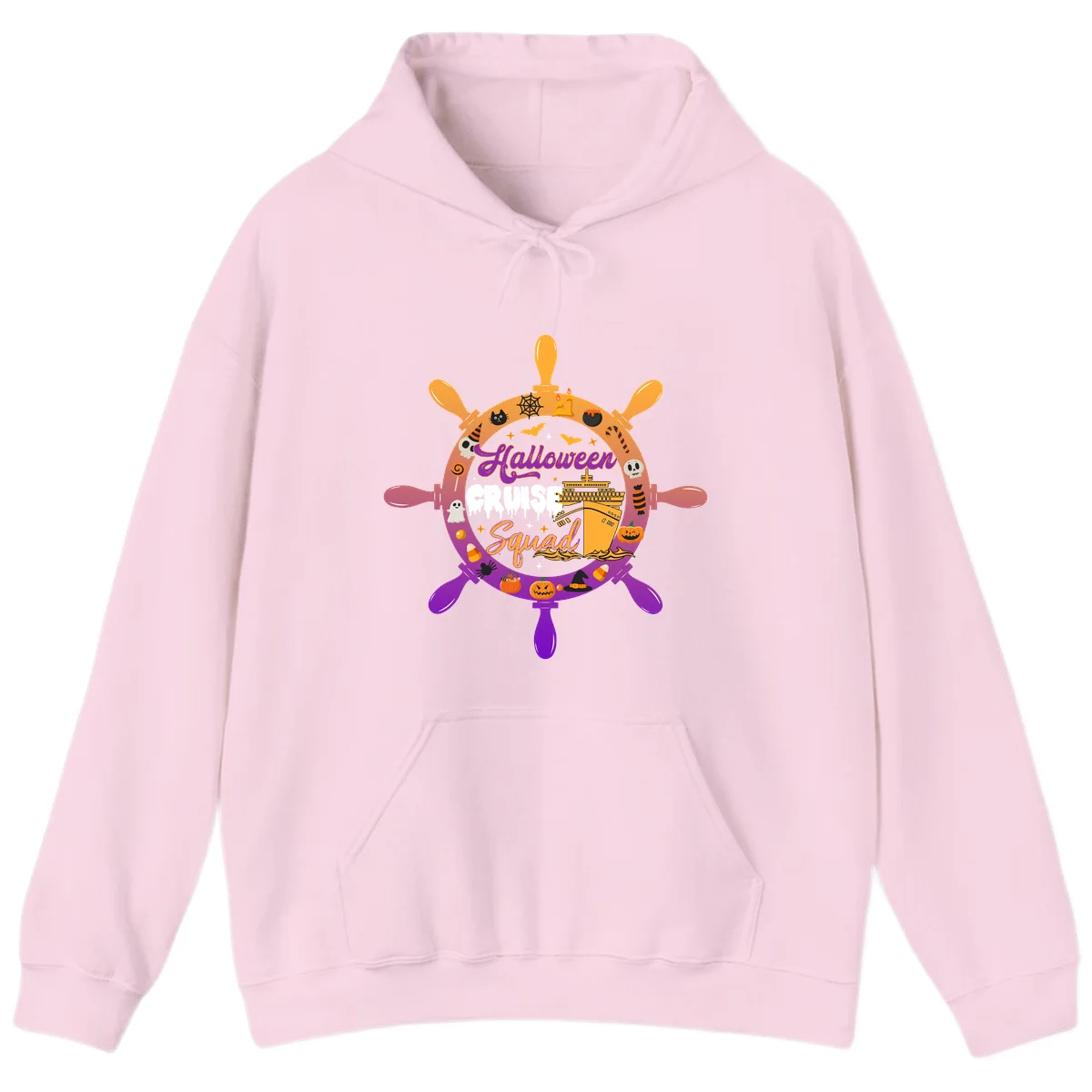 Halloween Cruise Squad Spooky Vacation Hoodie in Light Pink