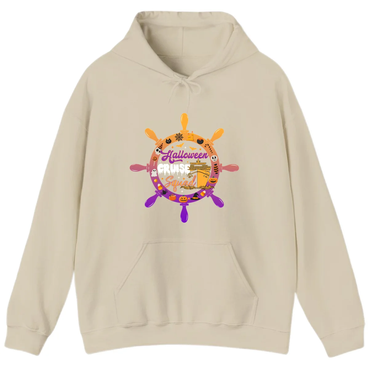 Halloween Cruise Squad Spooky Vacation Hoodie in Sand