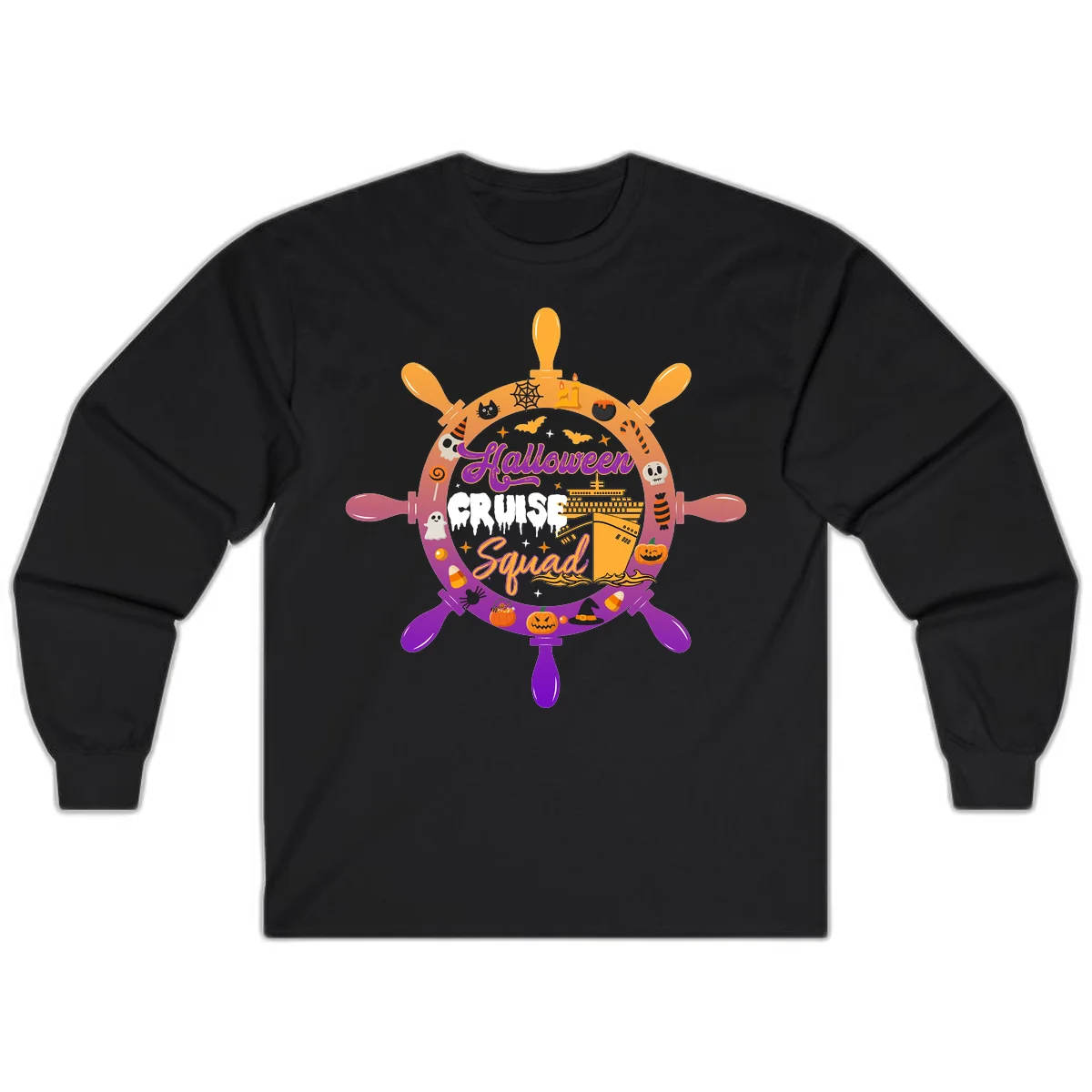 Halloween Cruise Squad Long Sleeve Cruise Shirt in Black