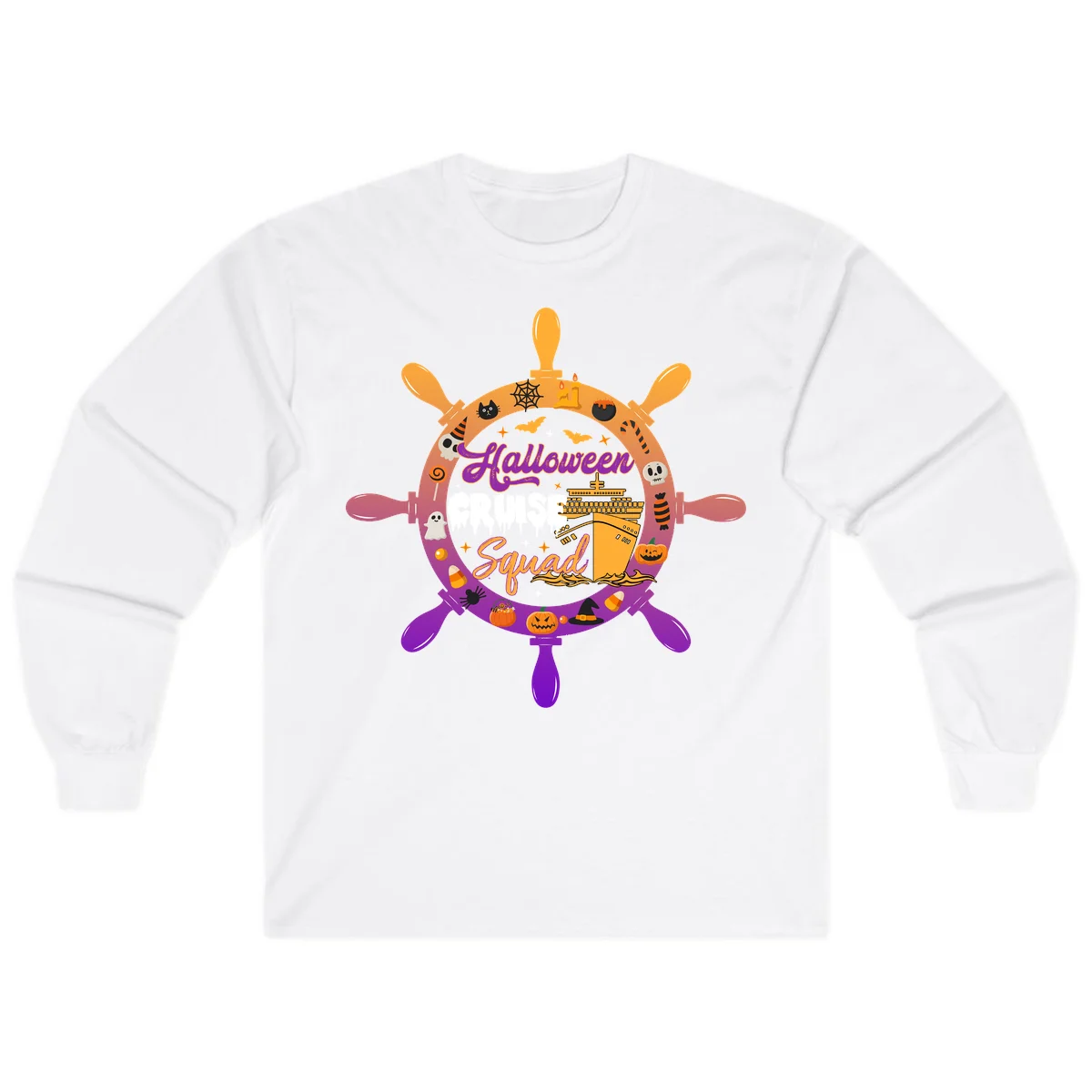 Halloween Cruise Squad Long Sleeve Cruise Shirt in White
