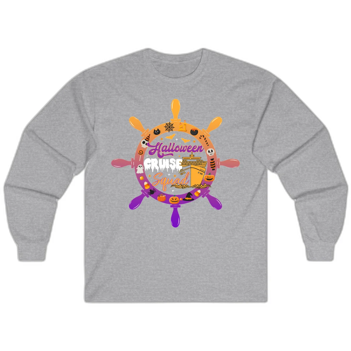 Halloween Cruise Squad Long Sleeve Cruise Shirt in Sport Grey
