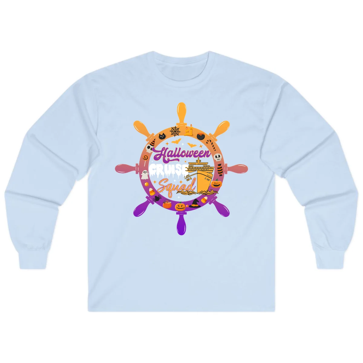 Halloween Cruise Squad Long Sleeve Cruise Shirt in Light Blue