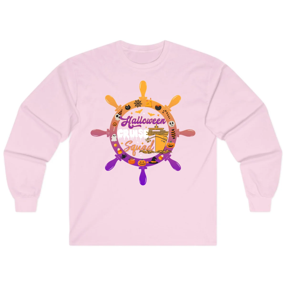 Halloween Cruise Squad Long Sleeve Cruise Shirt in Light Pink