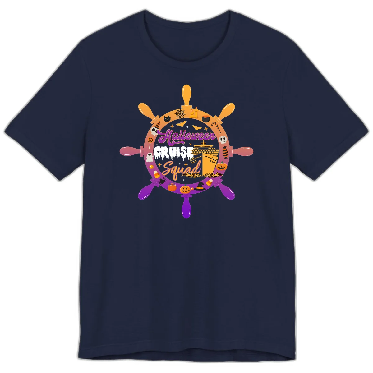 Halloween Cruise Squad Premium Vacation Tee in Navy