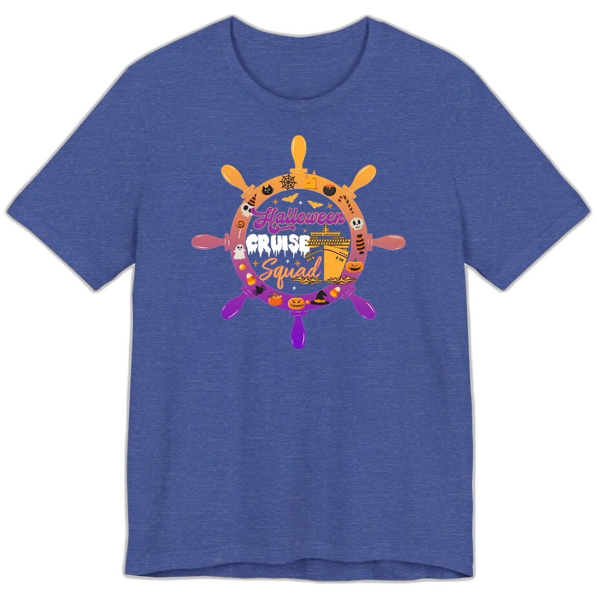 Halloween Cruise Squad Premium Vacation Tee in Heather True Royal