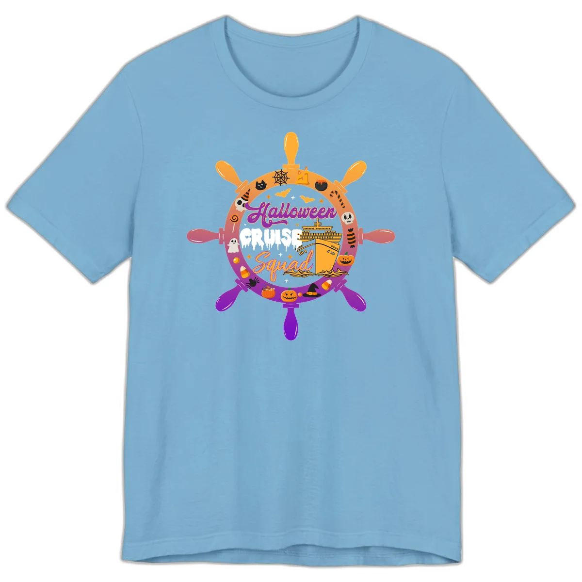 Halloween Cruise Squad Premium Vacation Tee in Ocean Blue