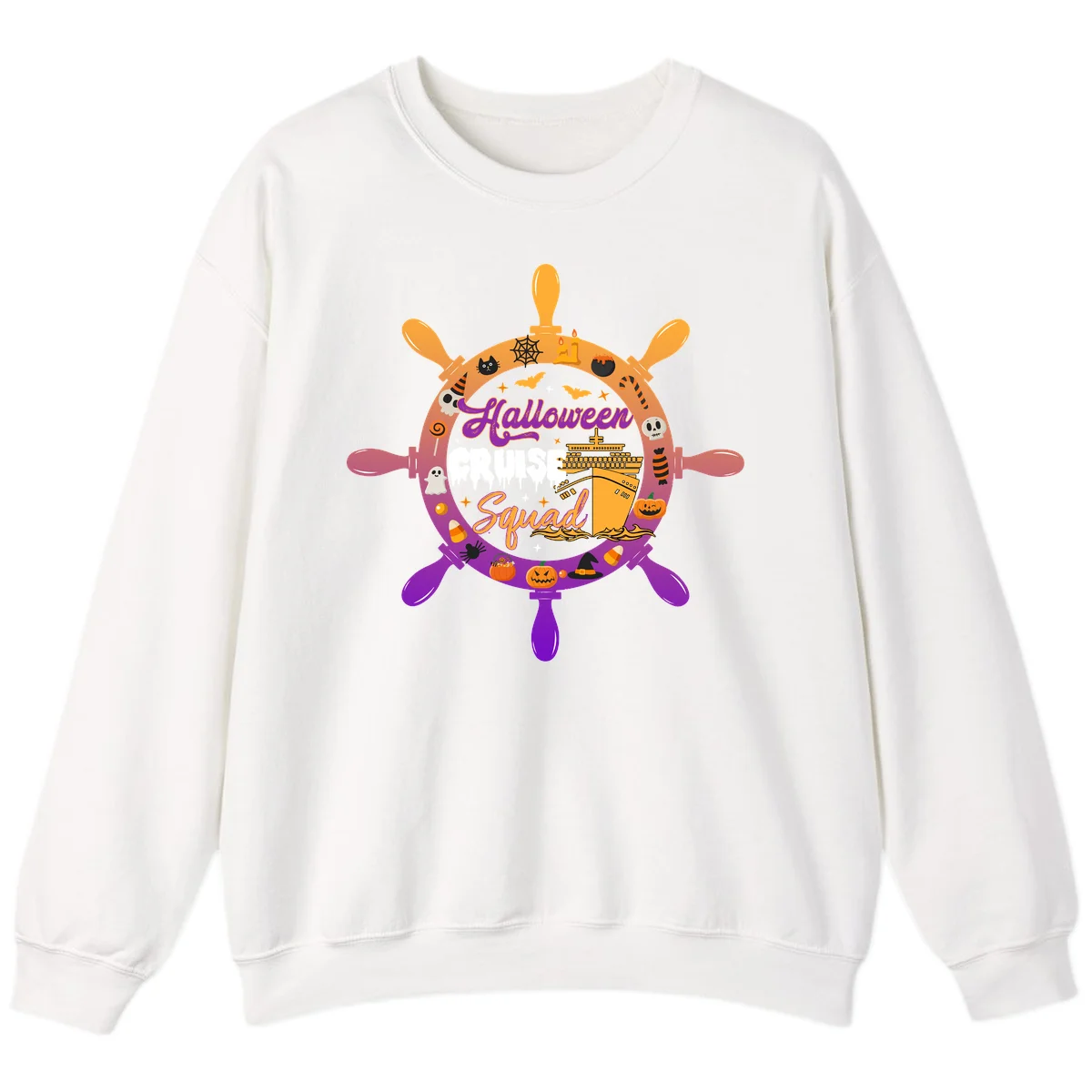 Halloween Cruise Squad Crewneck Sweatshirt in White