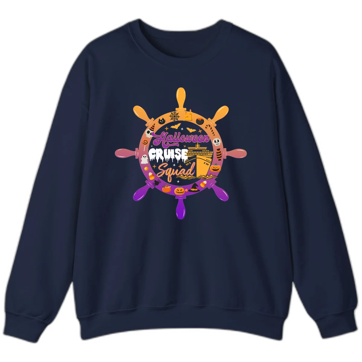 Halloween Cruise Squad Crewneck Sweatshirt in Navy