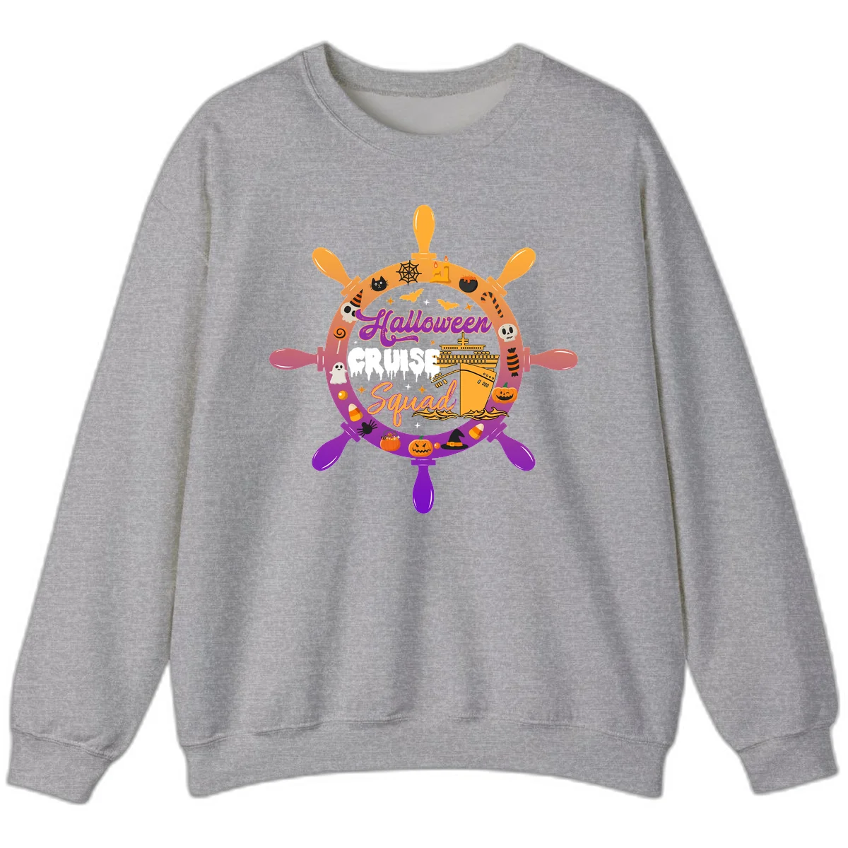 Halloween Cruise Squad Crewneck Sweatshirt in Sport Grey