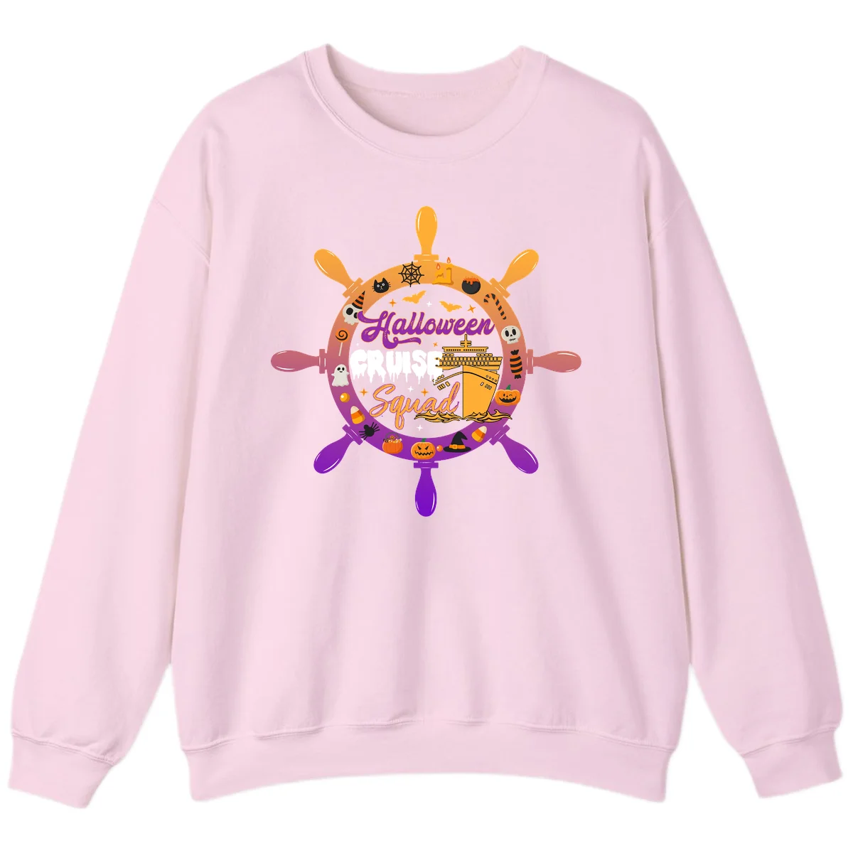 Halloween Cruise Squad Crewneck Sweatshirt in Light Pink