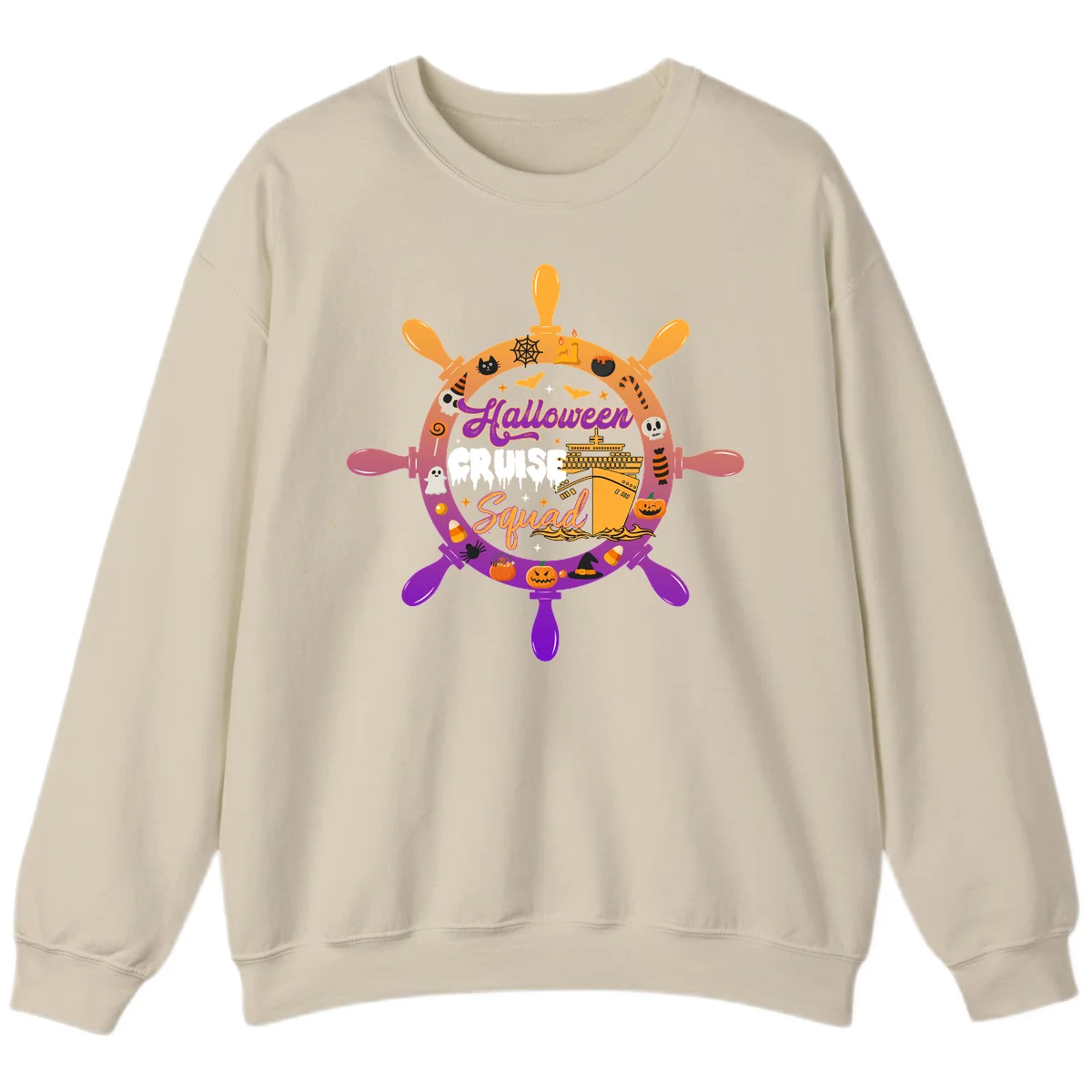 Halloween Cruise Squad Crewneck Sweatshirt in Sand