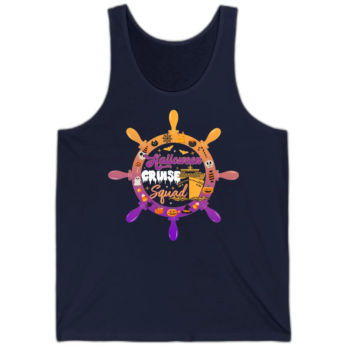 Halloween Cruise Squad Spooky Cruise Tank Top in Navy