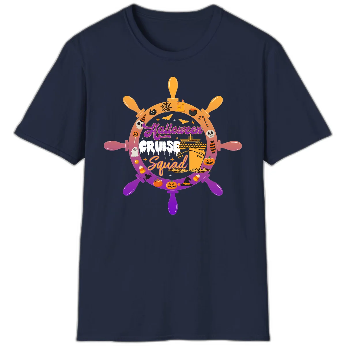 Halloween Cruise Squad Spooky Vacation T-Shirt in Navy