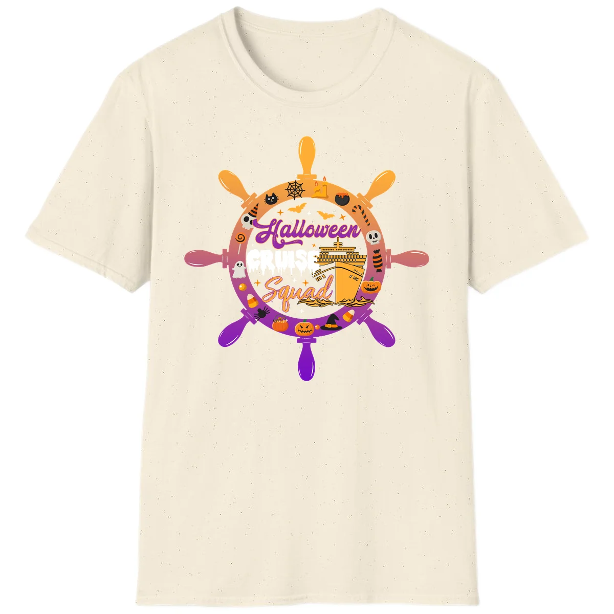 Halloween Cruise Squad Spooky Vacation T-Shirt in Natural