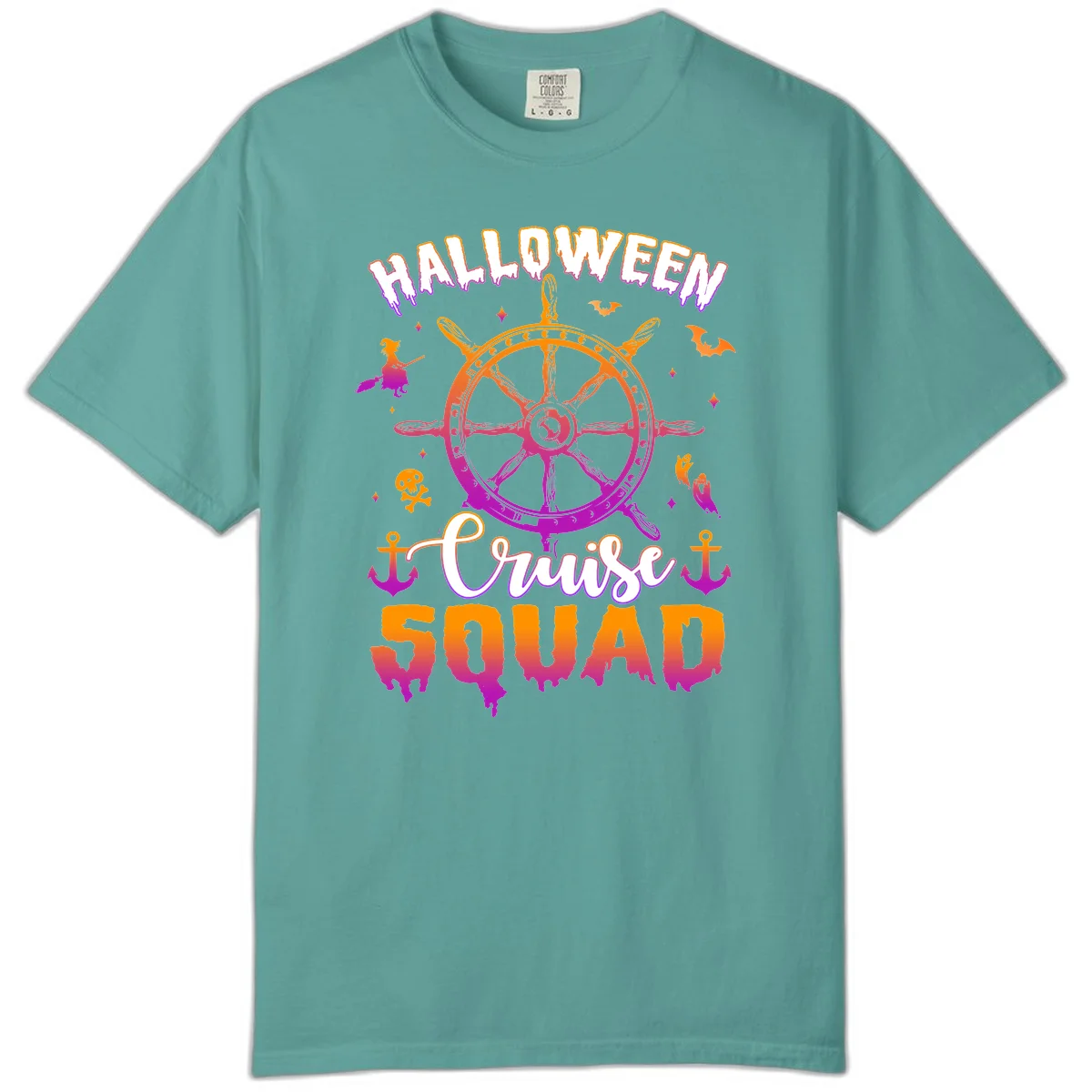 Halloween Cruise Squad Comfort Color T-Shirt in Seafoam