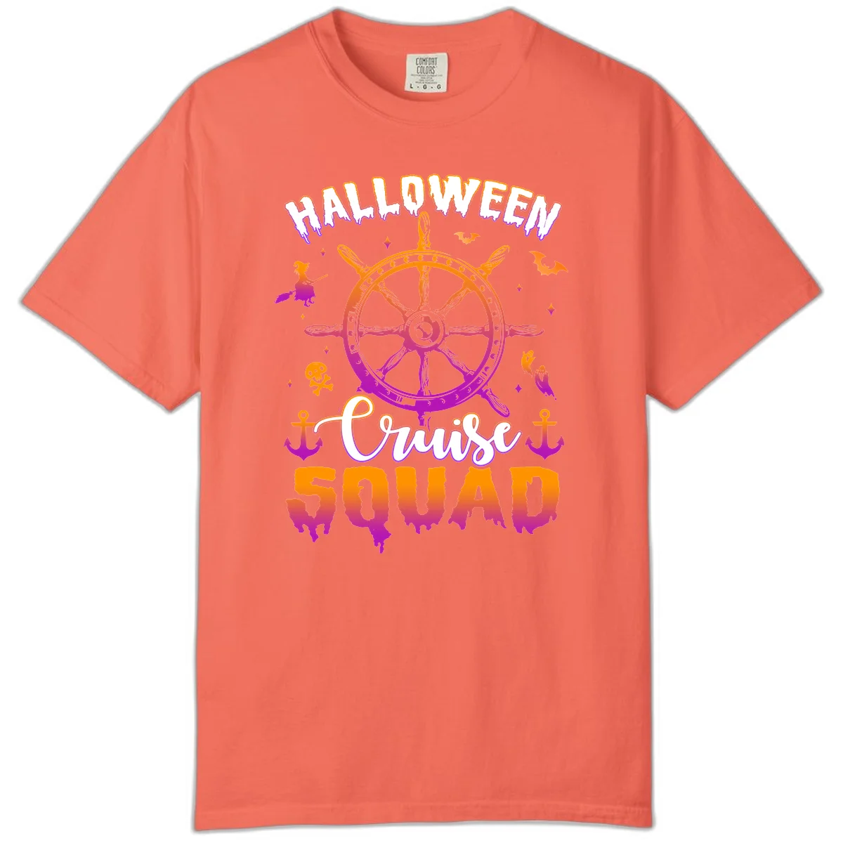 Halloween Cruise Squad Comfort Color T-Shirt in Bright Salmon