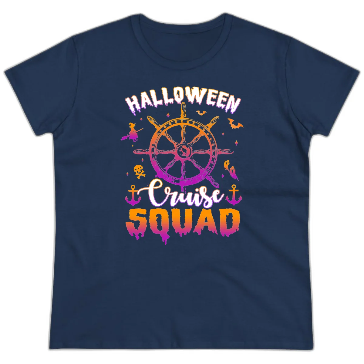 Halloween Cruise Squad Ladies Tee in Navy
