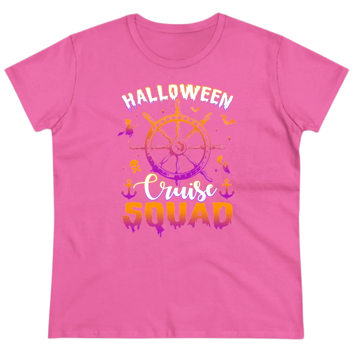 Halloween Cruise Squad Ladies Tee in Azalea