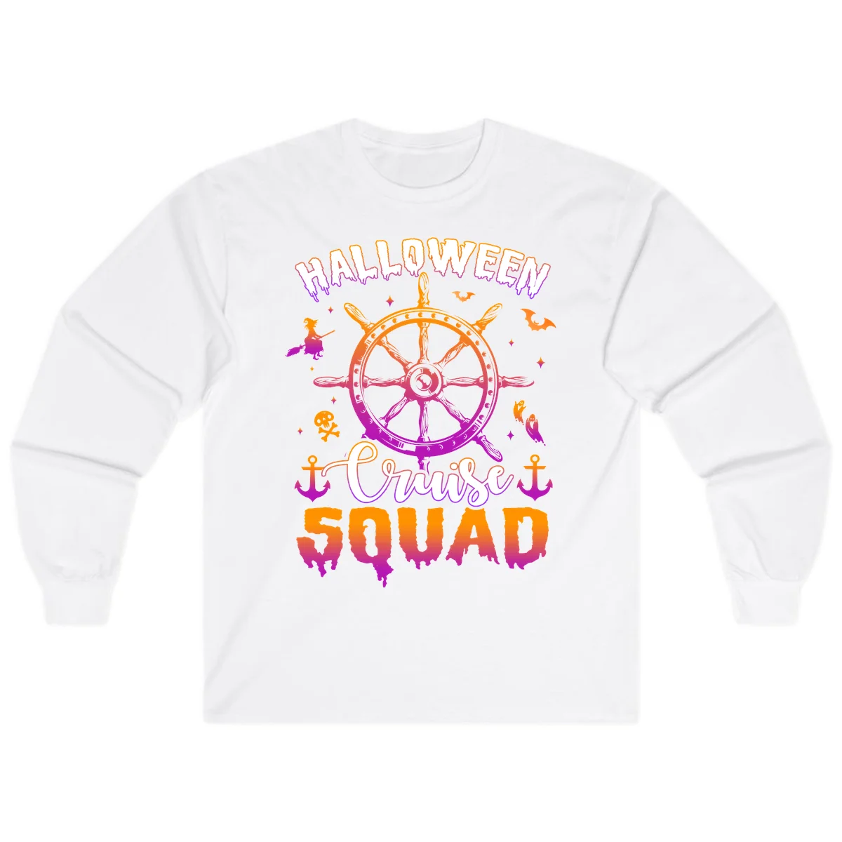 Halloween Cruise Squad Long Sleeve Tee in White
