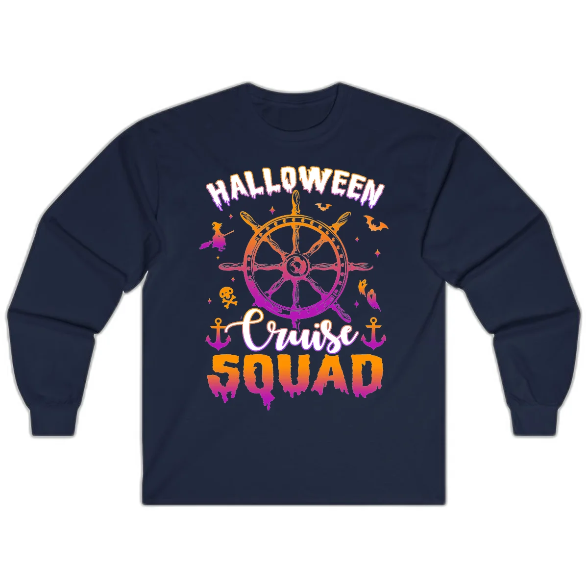Halloween Cruise Squad Long Sleeve Tee in Navy