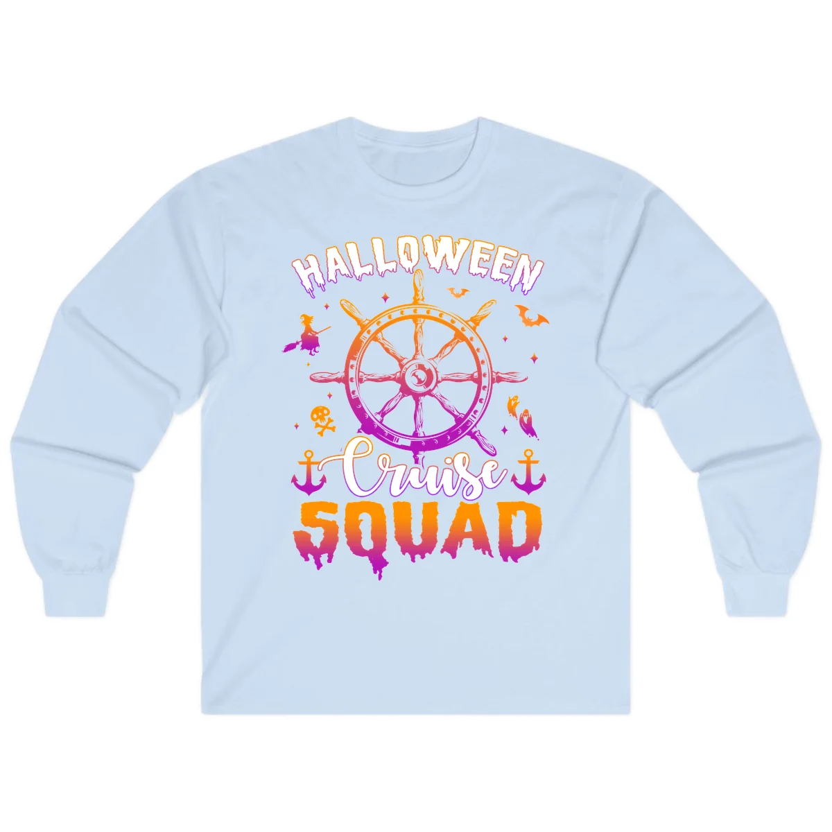 Halloween Cruise Squad Long Sleeve Tee in Light Blue