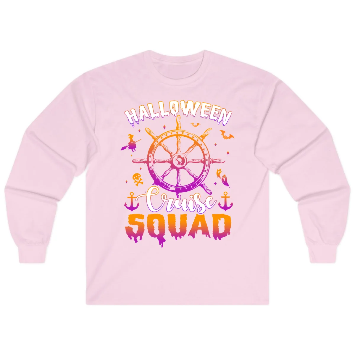 Halloween Cruise Squad Long Sleeve Tee in Light Pink